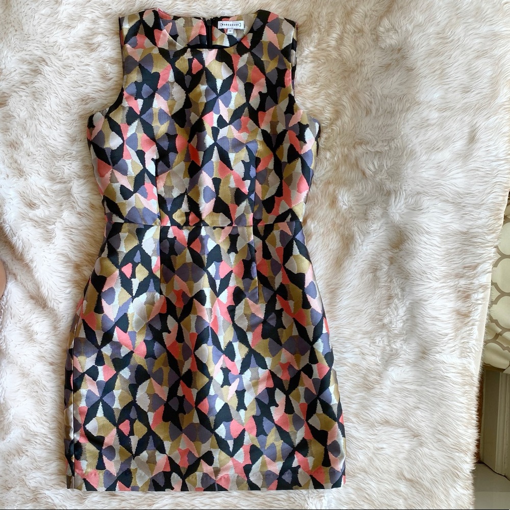 Warehouse 80s Multicoloured Triangles Shift Dress - image 1